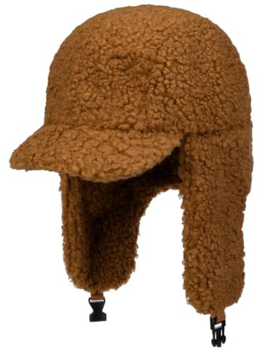 Seeberger Teddy Fur Fliegermütze Damenmütze Wintermütze Kunstfellmütze Damen - mit Schirm, Ohrenklappen, Futter Herbst-Winter Winter