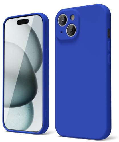 oakxco für iPhone 15 Hülle Silikon Case mit Kameraschutz, Ultra Dünn Bunt Handyhülle Mädchen, Einfarbig Handy Hülle Slim Schutzhülle, Matt TPU Weich Gummi Glatt Silikonhülle Bumper, Blau