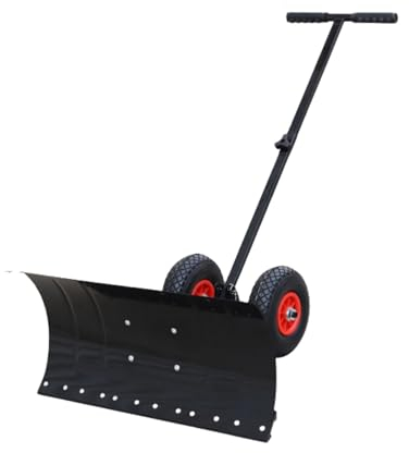 Schneeschaufel, verstellbare Schneeschaufel mit Rädern, einpolig, manuelle Schneeschaufel, 74 cm, Schneeschaufel für Auffahrt, höhenverstellbarer Griff, für Auffahrt, Gehweg und Tür, Gehweg,