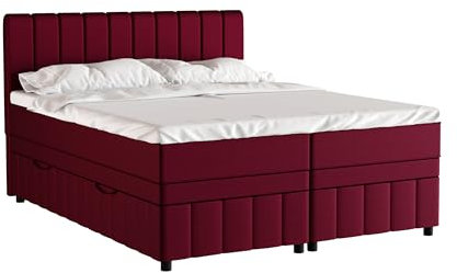 PANDA MÖBEL Avalon Boxspringbett 160 x 200 cm Doppelbett mit hochwertiger Bonell-Matratze und Topper, Polsterbett mit Bettkasten, Schlafzimmer, Bequem, Modern, Stilvoll