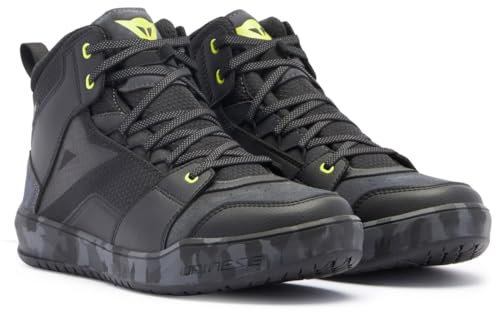 DAINESE - Suburb D-Wp Shoes, Scarpe Moto Impermeabili, Man, Nero/Camo/Giallo Acido, 39