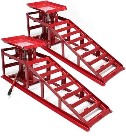 2 x Heavy Duty Metal Car Ramp Lift Height Adjustable 2Ton Hydraulic Jack Garage