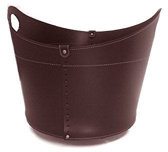 LIMAC Design CADIN Holzkorb aus Leder, moderne Brennholztasche, Originale Kaminholztasche, Kaminholzkorb, mit gummierten Rädern, Hergestellt in Italien. (Dunkelbraun)