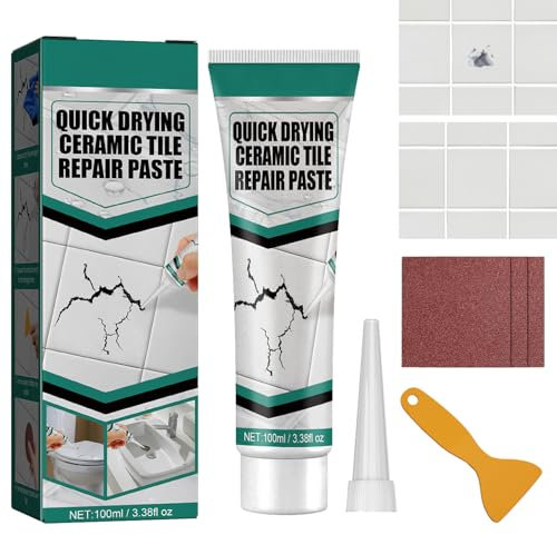 Quick Drying Ceramic Tile Repair Paste and Grout Repair Set - Universal Floor Tile Cream, Filler, Sealer for Tub, Sink and Shower