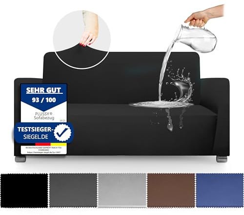 Wasserabweisender Sofa Bezug-Rutschfester Sofaüberwurf für Couch, Schutz vor Flecken & Tierhaaren | Couch Überzug | Flexibler Sofaschutz | Sofa Überzug, Überzug Sofa, Couch Bezüge (Schwarz, 3 Seater)
