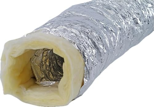 6 Aluminium Insulated Ducting - 150mm x 10m Flexible Foil Ventilation Hose for HVAC, Tumble Dryer, Kitchen Extractor Fan & Air Conditioning