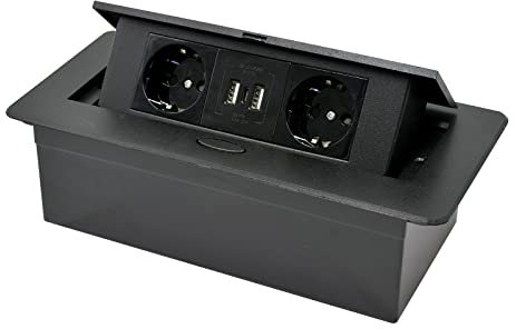 CHENGPI Presa a Scomparsa da Incasso,Multipresa a Scomparsa con 2 Prese Standard Norma Europea,Torretta Multipresa con USB+Type C,Multipresa Salvaspazio per Cucina,Ufficio e Piano Di Lavoro,1.8M Cavo