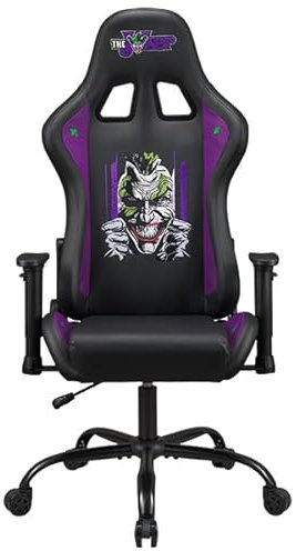 Subsonic, Joker, Silla de Juego u Oficina, Silla Gaming para Adultos, Asiento cómodo, reposacabezas Integrado, reposabrazos y Altura Regulables, Respaldo ergonómico, Negro