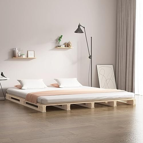 Xichuzi Palettenbett 120x200 cm Massivholz Kiefer, Familienbett, Betten, Bed Frame, Bettboden, Bettstell, Bettrahmen - 821387