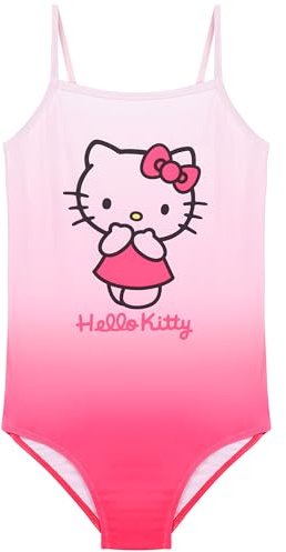 Hello Kitty Girls Swimming Costume One Piece Kawaii Swimsuit Kids Teens Comfortable Stretchy Swimwear for Beach Pool Holiday