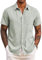 COOFANDY Mens Short Sleeve Shirts Casual Summer Shirts for Men UK Lightweight Beach Shirt with Pockets Light Green XL