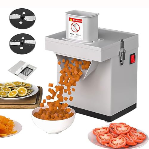 GHRERTX 3 in 1 Commercial Vegetable Dicer,Electric Vegetable Slicer Shredder with 3 Blades,Automatic Potato Onion Carrot Dicing Cube Cutting Machine Vegetable Chopper