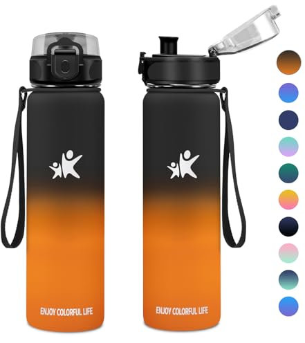 KollyKolla Borraccia Acciaio Inox 1L, Bottiglia Termica, Bottiglia Termica Riutilizzabile, Facile da Aprire, a Prova di Perdite, senza BPA, Borraccia per Campeggio, Scuola, Gimnasio, Sport