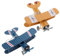 Garneck 2er Set Vintage Doppeldecker Flugzeug Modelle Aus Metall - Retro Propeller Flugzeug Dekoration Für Kinderzimmer Und Büro - 5 cm Blau Und Gelb