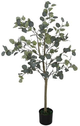 HOMCOM Decorative Artificial Tree, 5ft/ 150cm Silk Eucalyptus Tree with 230 Silver Dollar Leaves in Pot, Fake Plant for Home, Office, Living Room, Indoor Decor