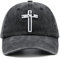 Jesus Cross Baseball Cap for Men Women, Religious Gifts for Dad Mom Christians, Washed Cotton Vintage Embroidered Hat Black