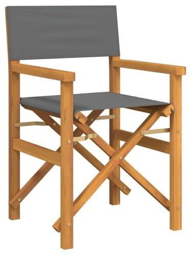 HEFZGDB Regiestühle 2 STK. Klappbar Grau Massivholz Teak Balkon Lounge Campingstuhl Gartenstühle Essstuhl für Terrasse Balkon Garten Parks