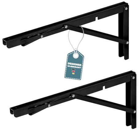 SOTOOLS 2er Set Klappkonsole, 400 mm, schwarz, FOLDURA | Paar, Faltkonsole für Wand und DIY-Tische.