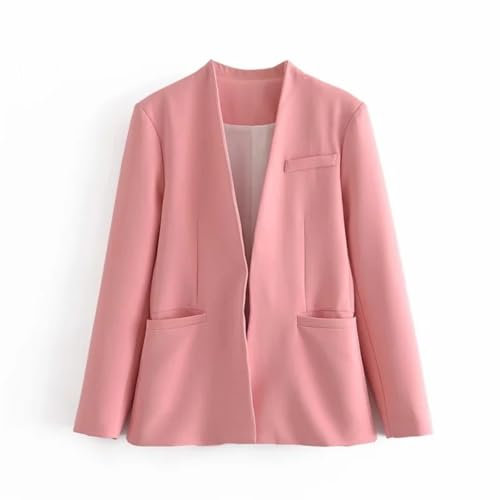 Blazer, robes, veste décontractée, travail, bureau, couleur unie, veste de costume slim pour femme, rose poudré, L