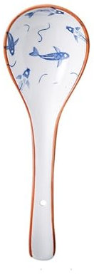 ALMLNLL Cuchara sopera de cerámica Japonesa, cucharón Grande for el hogar, Cuchara de Mango Largo for Sopa de Miso, Fideos, gachas, Cuchara asiática, Cuchara sopera, vajilla, Cuchara for la Cena