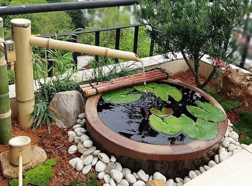 Bambus Wasserspiel Gartendeko Bausätze,Kreativität Zen Garten Brunnen Wasserfall Für Garten Gartenteich Terrasse Balkon,Japanisches Wasserspiel,Outdoor Floor Water Fountain Traditional Bamboo