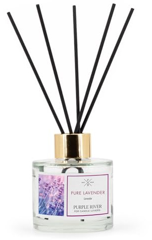 Purple River Raumduft Reed Diffuser | Pure Lavender | Aroma Diffusor 100ml | langanhaltender Duft für Zuhause | inkl. 7 Duftstäbchen | Lufterfrischer für Bad, Küche, Wohnzimmer