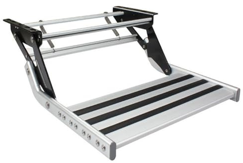 BEESOM Elektrische Trittstufe Wohnwagen,Mit LED Licht-Tragkraft Von 200kg,Wohnmobil Camping Einstieg Stufe,Tragbare rutschfeste Klapptreppe,Für Wohnmobile Andere Fahrzeuge Manual-Singlelayer