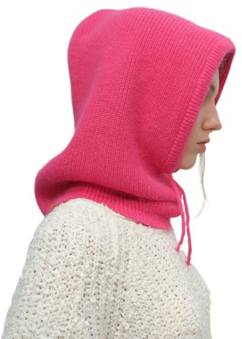 WUODHTW Winter Hats for Women Hooded Scarf Hat Warm Knit Balaclava Beanie Skull Cap Men Ski Face Mask Scarf Outdoor Sports