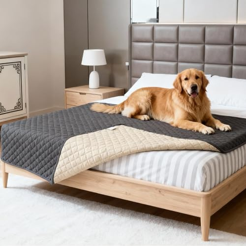 LURICO wasserdichte Hundedecke Sofabezug - Beidseitig Tragbare Welpendecke, Katzenmatte für Sofa, Bett & Auto, rutschfeste Unterseite, Weich & Langlebig, Maschinenwaschbar (Grau, 130x210cm)