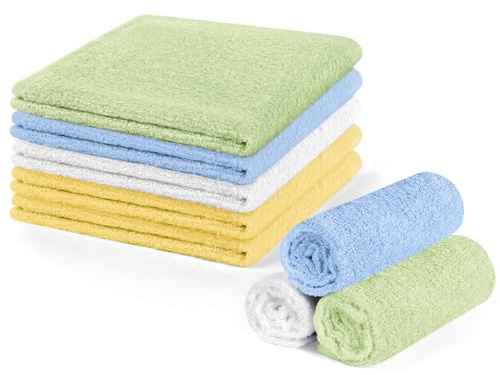 ALIIP Bamboo Face Cloths,8 Pack,25x25cm Reusable Cleansing Flannels | Smooth textile fabric, multi-size multi-pack options,Functional cleansing cloths ideal for personal care and daily wiping