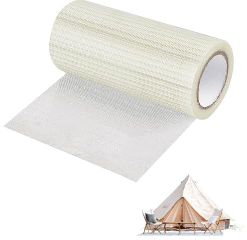 VGECEE Ruban adhésif en fibre de verre avec structure grillagée - Étanche - 10 m - 15 cm - Pour réparation de tente, auvent