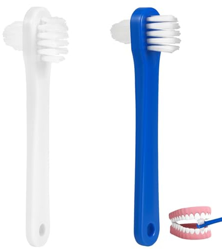 2er-Packung Zahnbürsten Für Prothesen,Prothesenzahnbürste,Prothesenbürste,Cleaning Toothbrushes with Double Head for Care,mehrschichtige Borsten,zufällige Farbe,Schützen Sie Ihre Zahngesundheit