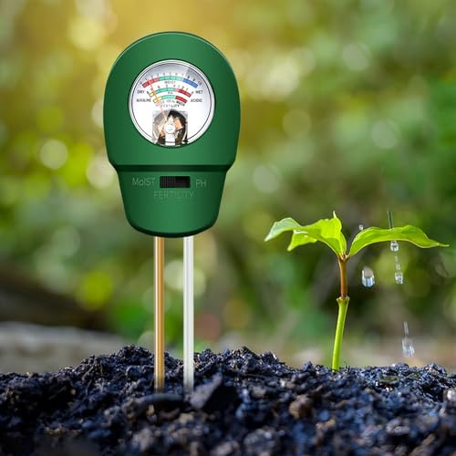 Bodentester, Boden-pH-Messer 3-in-1 Bodentest Messgerät für Feuchtigkeit, Fruchtbarkei und pH, Boden-Feuchtigkeitsmessgerät für Pflanzenerde, Garten, Bauernhof, Rasen, Kein Batterien Erforderlich