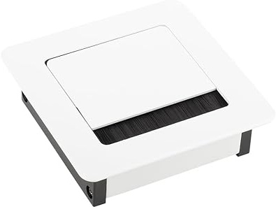 cyclingcolors passe cable métal 100x100x29mm blanc carré meuble bureau table