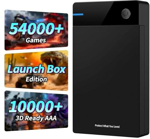Kinhank 12TB Launch Box Edition Retro Gaming HDD Hard drive 54000+ Classics, Game Ready 3D, 3A 10000+, USB 3.0, 12TB Portable External Game Hard Drive Disk for Win 8/10/11