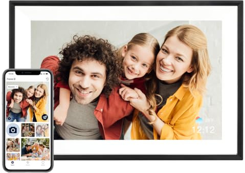 AEEZO Digital Photo Frame WiFi, 32GB 1280 * 800 IPS Touchscreen, Sleep Mode, Electronic Photo Frame, Quick Remote Upload of Videos and Photos via AiMOR Software(Black)