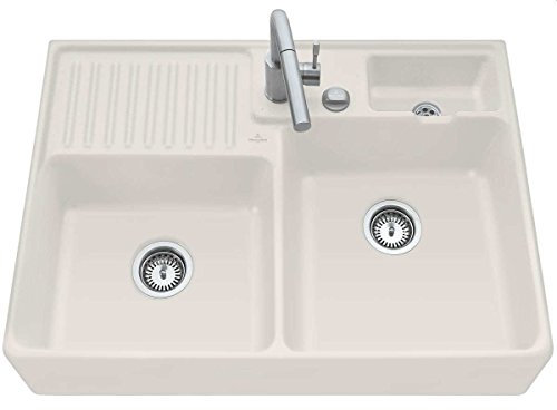 Villeroy & Boch Spülstein Doppelbecken Crema Beige Aufsatzspüle Keramik-Spüle