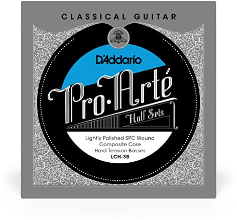 D’Addario Guitar Strings - Pro-Arte Nylon Guitar Strings - LCH-3B - Classical Guitar Strings - Half Sets, Hard Tension, Lightly Polished-Composite Core