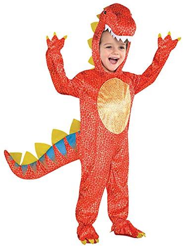 Amscan 844661-55 - Kids Dinomite Dinosaur Hooded Jumpsuit World Book Day Fancy Dress Costume Age: 4-6 Yrs