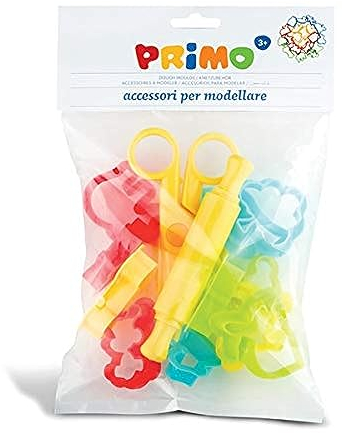PRIMO Accessoires de pâte à modeler | jeu de 12 emporte-pièces : animaux, nature, véhicules | 1 rouleau à pâtisserie et 1 ciseaux | pour le pétrissage et l'artisanat
