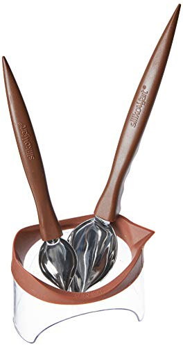 Silikomart | Dekorativer Löffel + Becher Set für Tortendekorationen aus Edelstahl und Silikon, Mehrfarbig, Maße 190 x 230 x 5 mm, Farbe Silber,