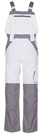 Planam 2523058 Plaline Latzhose, Reinweiß/Zink, Größe 58