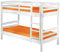 Inter Link – Etagenbett – Hochbett – Jugendbett - Rausfallschutz – Stockbett – Kinderbett – Mit 2 Lattenroste – Kiefer massivholz – Rick - Weiß lackiert – 90x190 cm