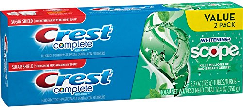 Crest Complete Whitening plus Scope, Minty Fresh Striped, 6.2 Ounce (Pack of 2)
