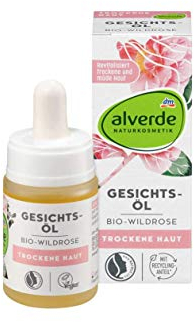 Alverde Gesichts-Öl mit Bio-Wildrose - Naturkosmetik - Reduziert feine Linien und Fältchen - Für Trockene / Sehr Trockene Haut - 15 ml
