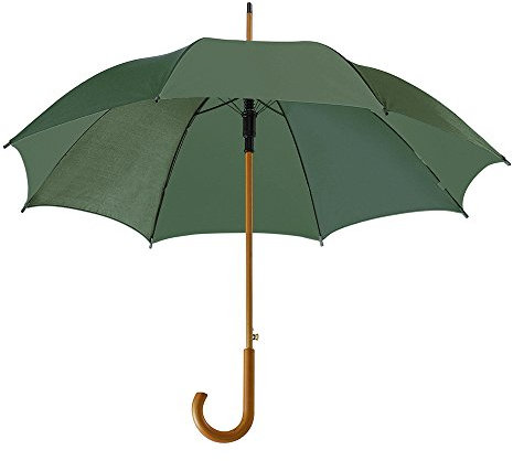 eBuyGB Automatic Classic Wooden Crook Handle Folding Umbrella 41.5 (Green)