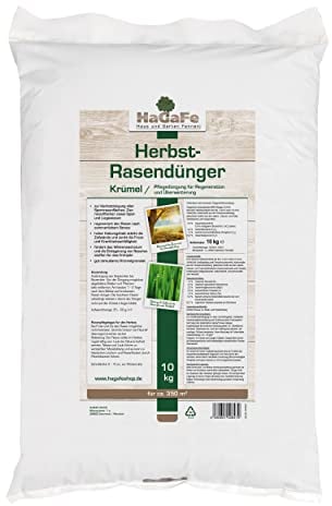 10kg (1 x 10kg) HaGaFe Herbstrasendünger, Herbst - Rasendünger, Dünger, Kaliumdünger für Frosthärte und Standfestigkeit, gut streuwagenfähig, gegen Krankheiten und Schädlinge