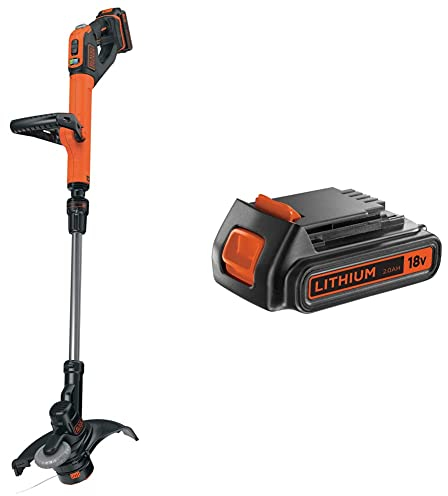 BLACK+DECKER Coupe-Bordures sans Fil 18V, Coupe-Bordures Electrique 28 cm & Batterie Lithium 18V 2 Ah, Compatible avec Tous Les Outils 18V BLACK+DECKER, sans Effet Mémoire