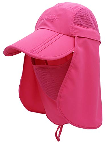 Surblue Neck Face Flap Außenkappe UV-Schutz Sonnenhüte Angelhut Schnelltrocknend UPF50 + Rot One size