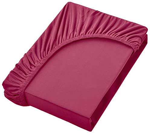 NatureMark Jersey Spannbettlaken, Spannbetttuch 100% Baumwolle in vielen Größen und Farben MARKENQUALITÄT ÖKOTEX Standard 100 | 140 x 200 cm - 160 x 200 cm - Bordeaux rot